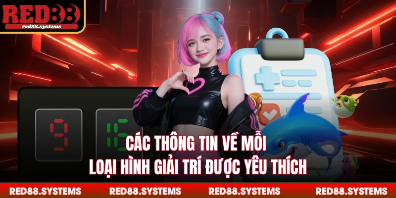 Các thông tin về mỗi loại hình giải trí được yêu thích